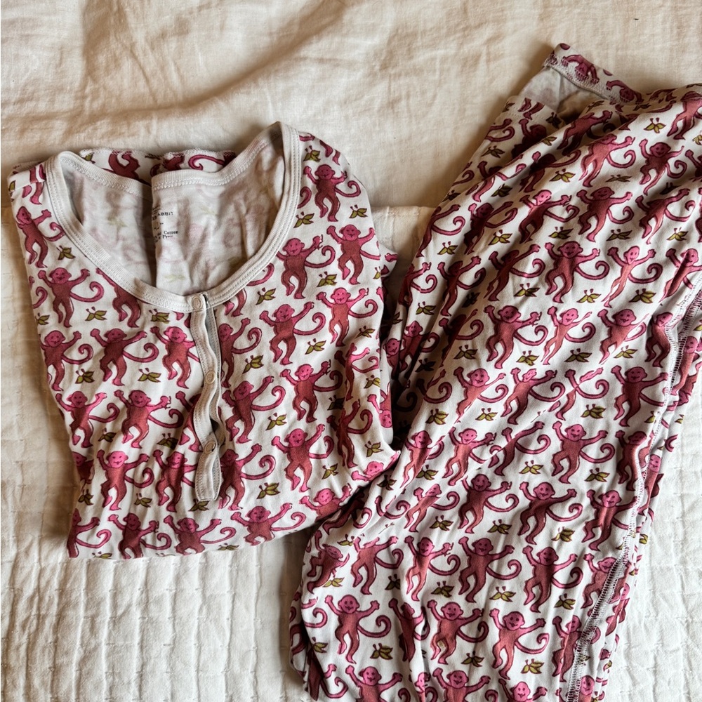 Women's Roller Rabbit pink monkey print pajama set